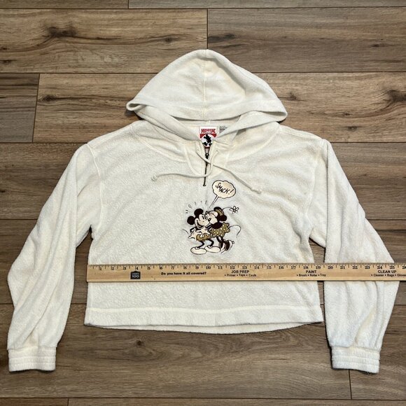 Vintage Mickey Inc Terry Cloth Sweater SZ Medium Cream 1/4 Zip Disney 90s - Picture 6 of 12